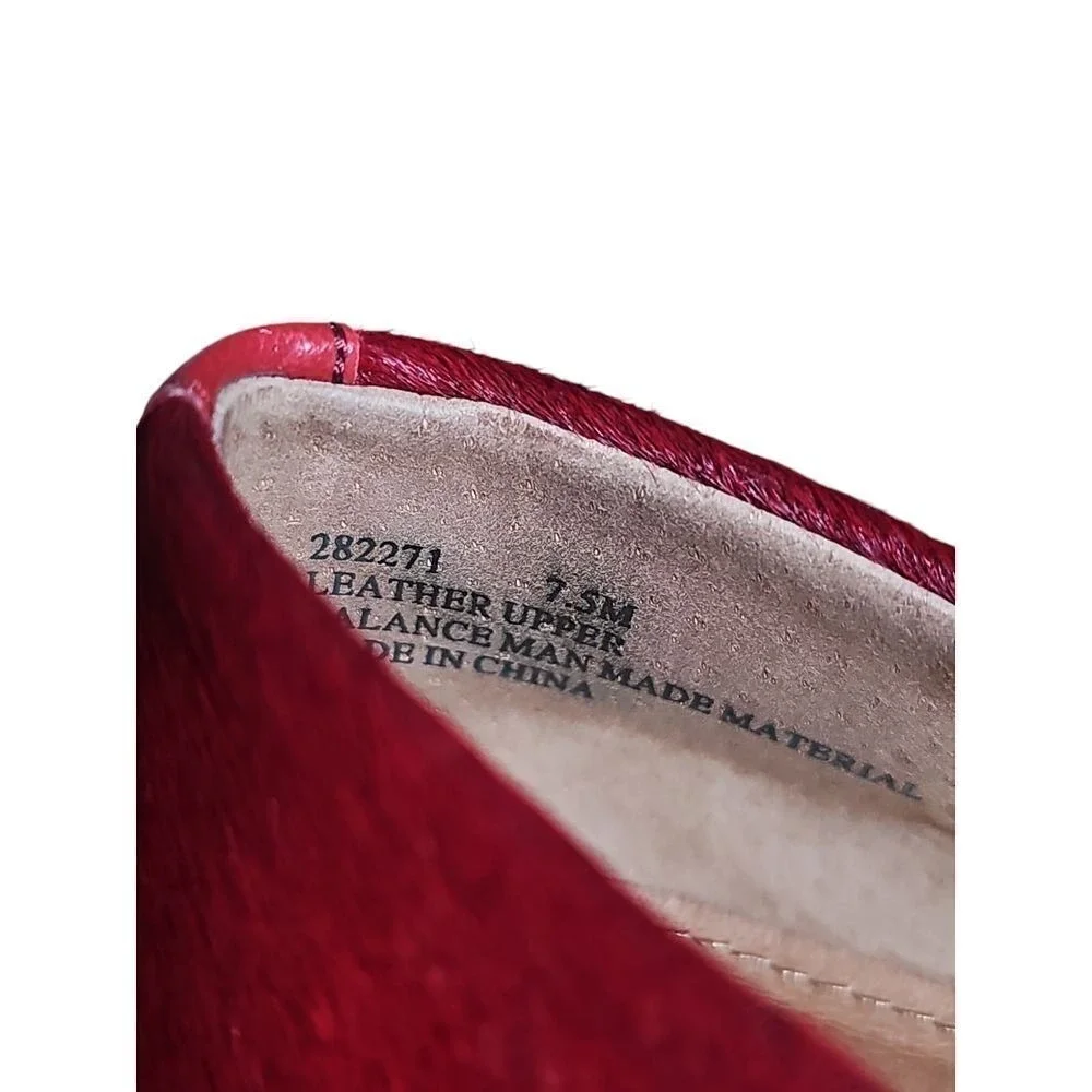 Dee Ocleppo Deesigns‎ Red Pony Hair Pointed Toe Wedge Pumps Elegant Shoes 7.5